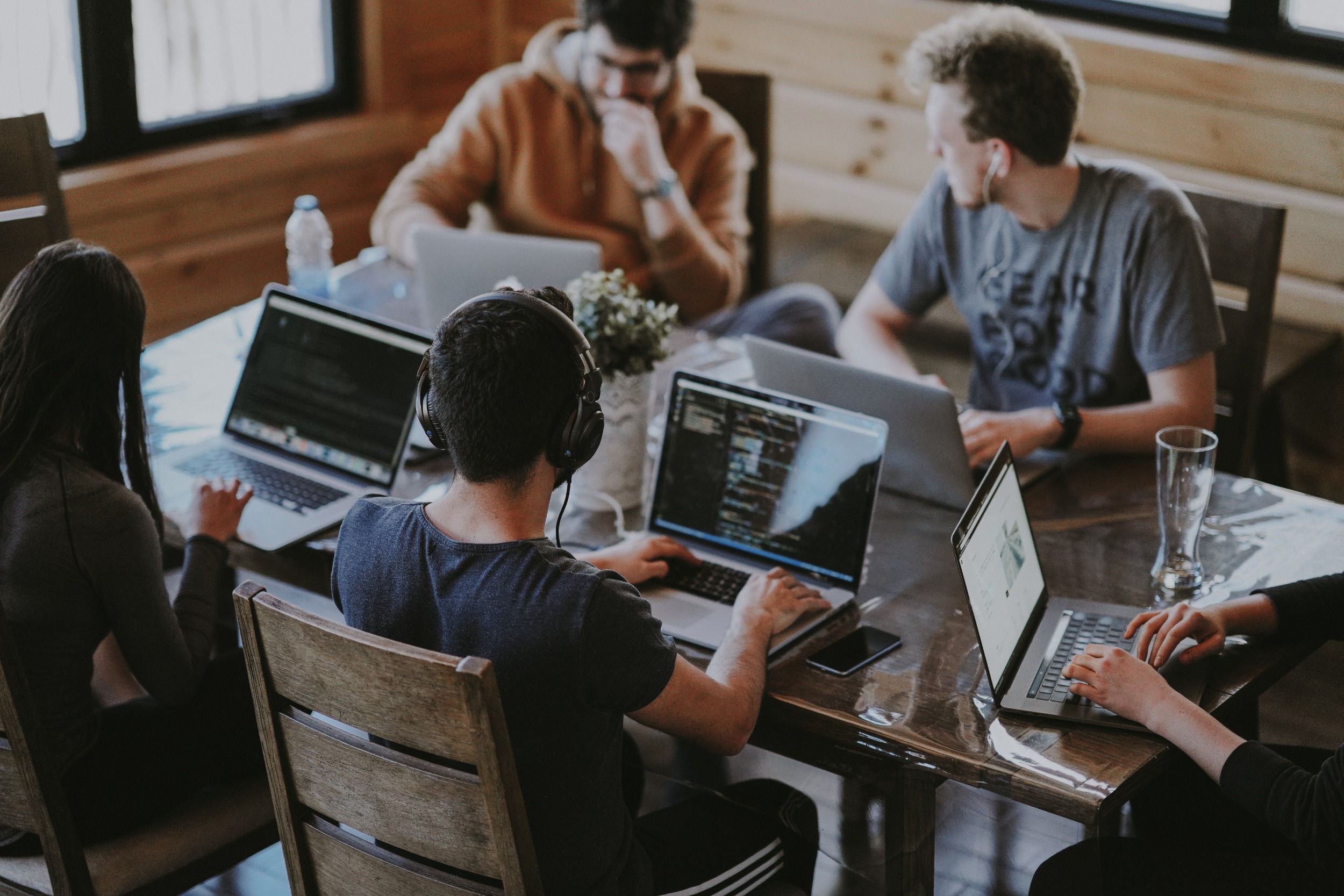 Team collaborating in an office